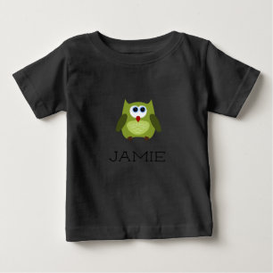 Camiseta Nome personalizado / Coruja verde personalizada