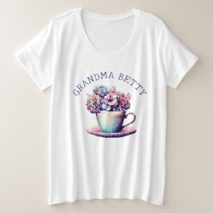 Camiseta Nome Personalizado da Avó Bonito Floral