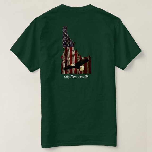CAMISETA NOME PERSONALIZADO DA CIDADE EAGLE BRNT WD - IDAHO (Verso do Design)