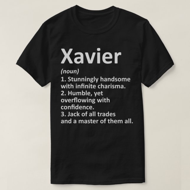 Camiseta Nome Personalizado da Definição XAVIER Funny Birth (Frente do Design)