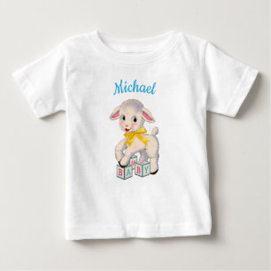 Camiseta Nome personalizado da fita amarela pequena Lamb