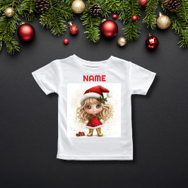 Camiseta NOME PERSONALIZADO DA Menina de Natal Holly Adorne