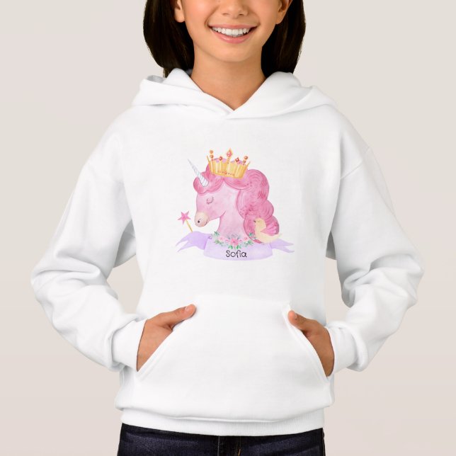 Camiseta Nome Personalizado da Princesa 👑 Cute Unicorn (Frente)