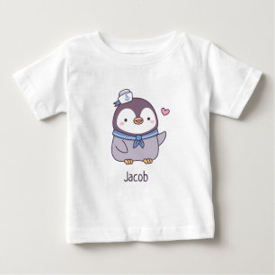 Camiseta Nome Personalizado Da Tripulação Do Pequeno Pingui
