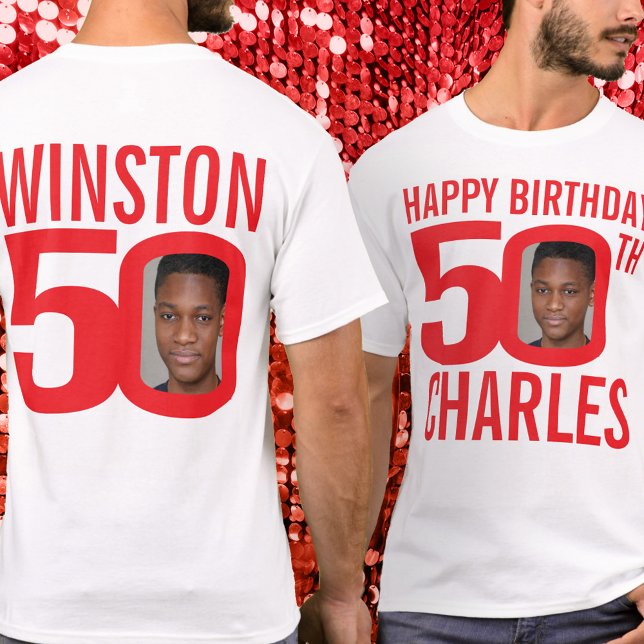 Camiseta Nome personalizado de 50 anos e modelo de foto ver (Criador carregado)