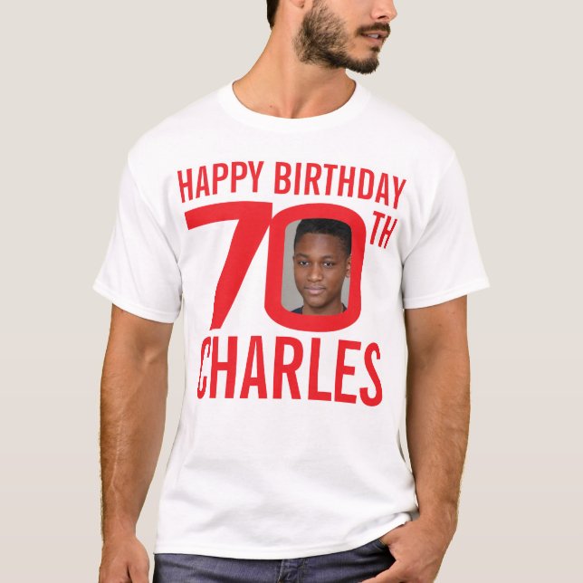 Camiseta Nome personalizado de 70 aniversário e modelo de f (Frente)
