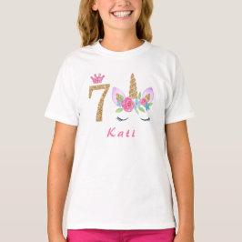Camiseta Nome personalizado de 7 Birthday Unicorn Dabbing