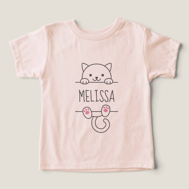 Camiseta Nome Personalizado de Cat Branca (Design frontal)