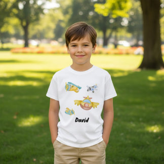 Camiseta Nome Personalizado de Cores Aquáticas do Avião Ret