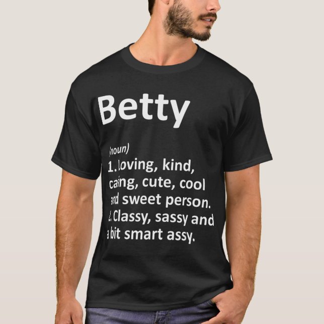 Camiseta Nome Personalizado de Definição BETTY - Noite Funn (Frente)