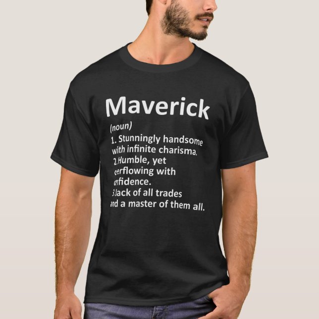 Camiseta Nome Personalizado de Definição MAVERICK Funny Bir (Frente)