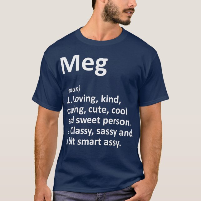 Camiseta Nome Personalizado de Definição MEG Noite Engraçad (Frente)