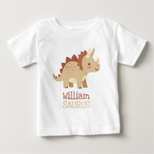 Camiseta Nome Personalizado de Dinossauro Neutro Fofo