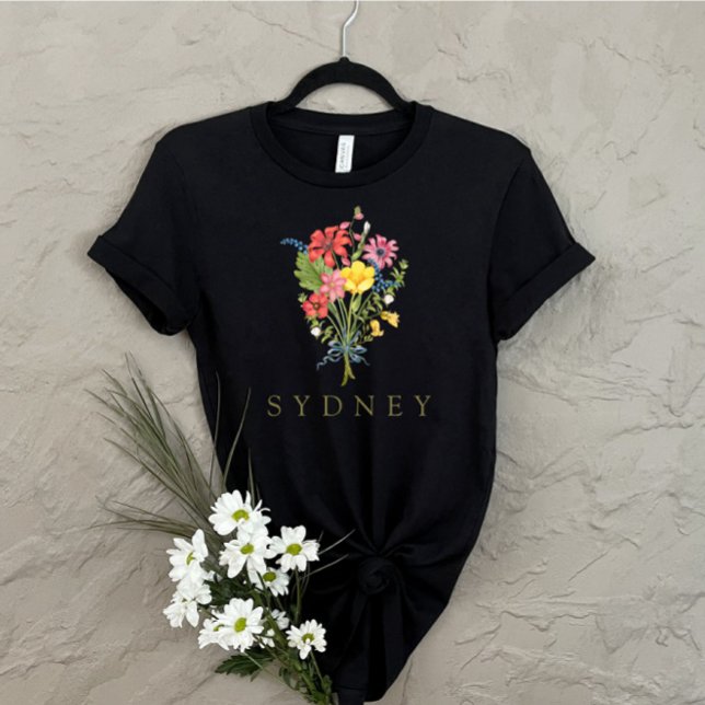 Camiseta Nome personalizado de flor selvagem (Criador carregado)