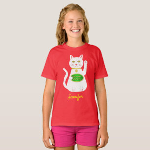 Camiseta Nome Personalizado de Gato Sortudo Oriental