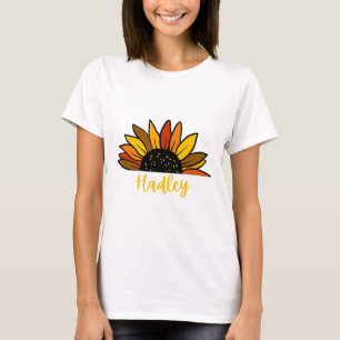 Camiseta Nome Personalizado de Hadley Cute Fall Sunflower A
