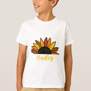 Camiseta Nome Personalizado de Hadley Cute Fall Sunflower A