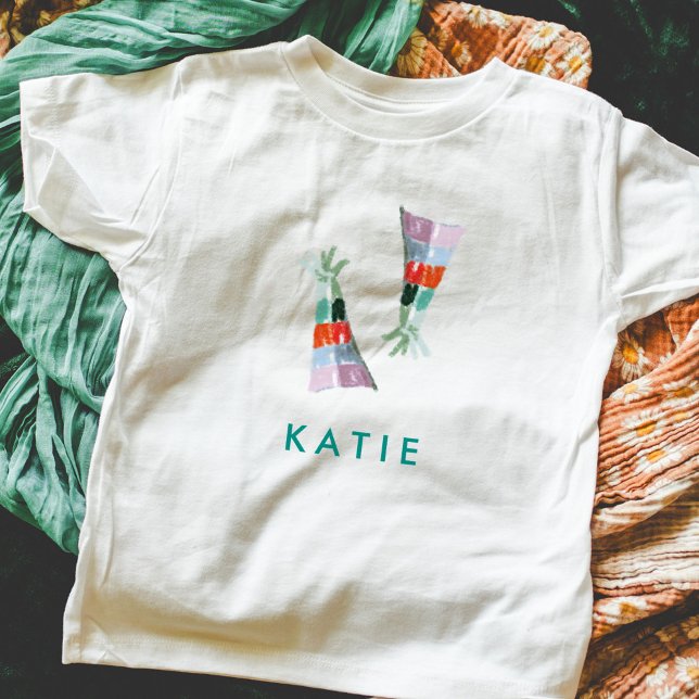 Camiseta Nome Personalizado de Ilustração de Parte Cortante (Party hat illustrations personalized name kids t-shirt.)