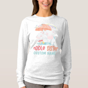 Camiseta Nome Personalizado de Irmã Média dos Elefantes W