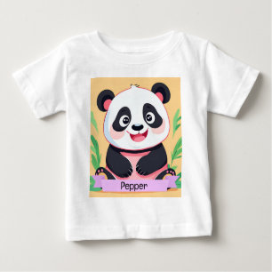 Camiseta Nome Personalizado de Panda de Bebê