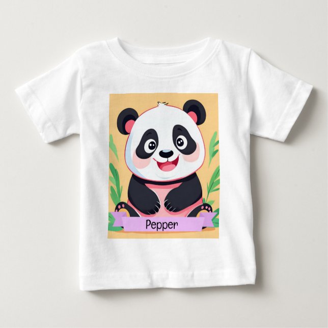 Camiseta Nome Personalizado de Panda de Bebê (Frente)
