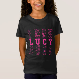 Camiseta Nome Personalizado de Repetição de Rosa de Lucy