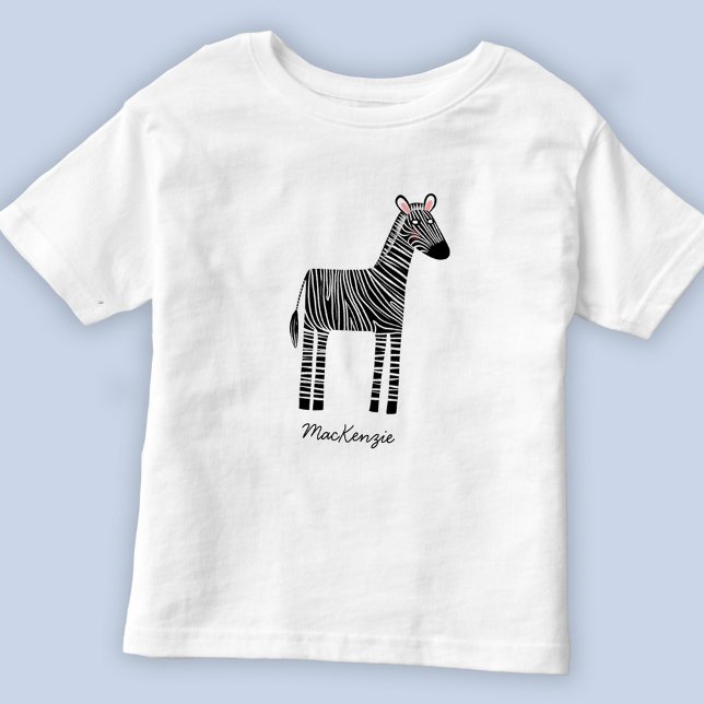 Camiseta Nome Personalizado de Zebra Cuja (Cute zebra personalized name t-shirt)