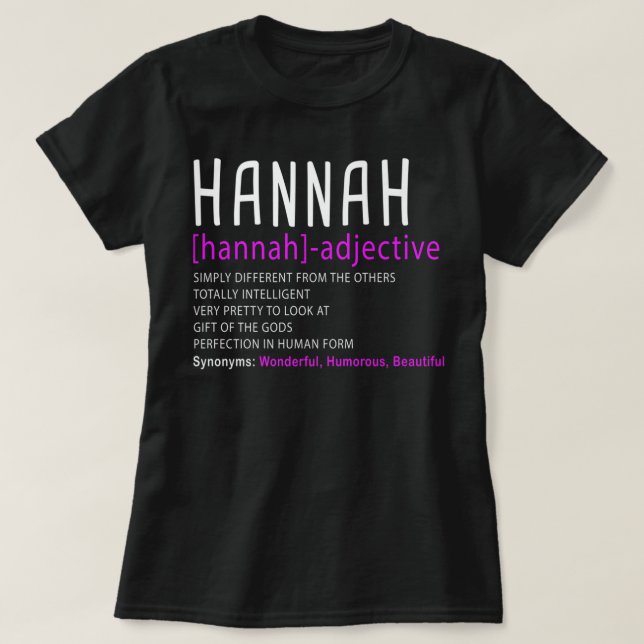 Camiseta Nome Personalizado Descrição Hannah Premium (Frente do Design)