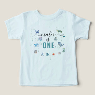 Camiseta Nome personalizado do animal marinho para o 1º ani
