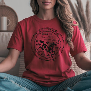 Camiseta Nome Personalizado do Ano do Cavalo, Frase e Ano d