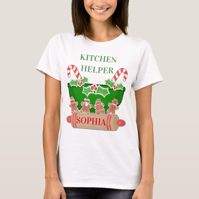 Camiseta Nome Personalizado do Auxiliar de Baking de Natal  (Frente)