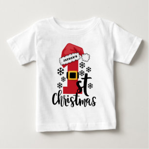 Camiseta Nome Personalizado do Bebê Santa Hat