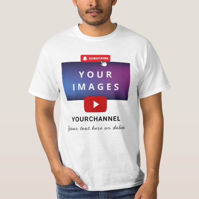 Camiseta Nome Personalizado do Canal do Youtube e Adicionar (Frente)