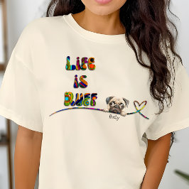 Camiseta Nome personalizado do Cão Retro Pug Colorido dos a