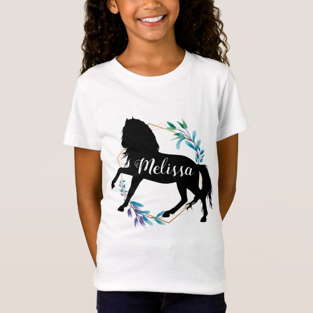 Camiseta Nome Personalizado do Cavalo Equestre Personalizad (Frente)