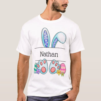 Camiseta Nome personalizado do coelho de Páscoa Arte pastel