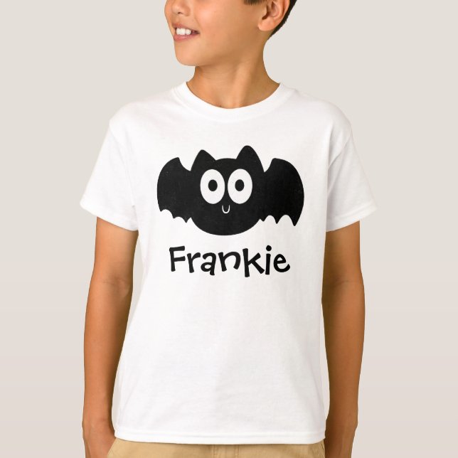 Camiseta Nome Personalizado do Dia das Bruxas Negro Spooky (Frente)