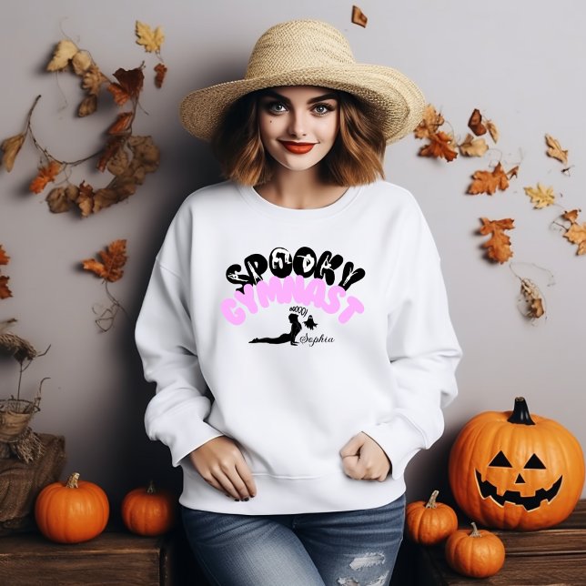 Camiseta Nome Personalizado do Gymnast Spooky Dif Halloween (Criador carregado)
