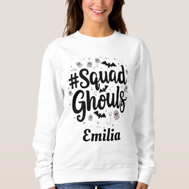 Camiseta Nome Personalizado do Halloween do Esquadrão Moder (Frente)