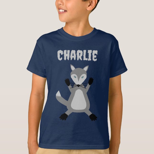 Camiseta Nome Personalizado do Lobo de Halloween Cute (Frente)