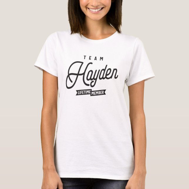 Camiseta Nome Personalizado do Membro da Equipe Hayden Life (Frente)