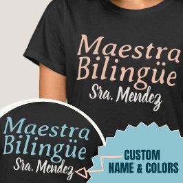Camiseta Nome Personalizado do Professor Bilingüe da Maestr
