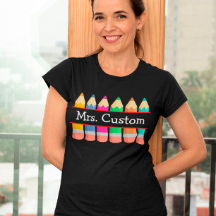 Camiseta Nome Personalizado Do Professor Com Crayons