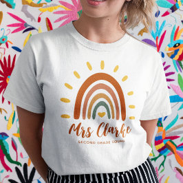 Camiseta Nome Personalizado do Professor Grau Boho Rainbow 