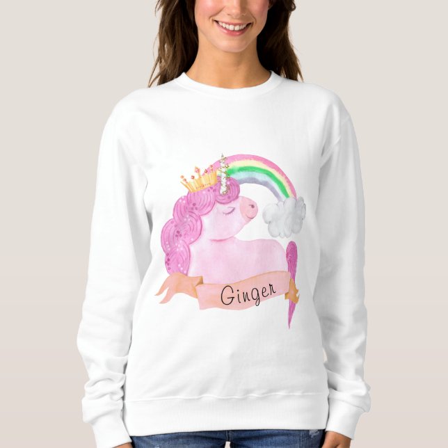 Camiseta Nome Personalizado do 🌈 Rainbow Unicorn    (Frente)