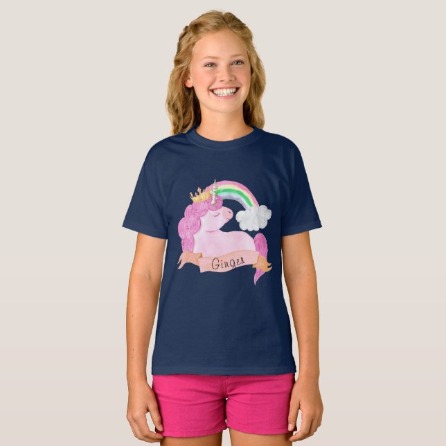 Camiseta Nome Personalizado do 🌈 Rainbow Unicorn   (Frente Completa)