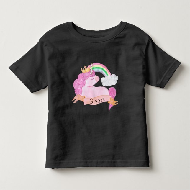 Camiseta Nome Personalizado do 🌈 Rainbow Unicorn    (Frente)