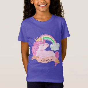 Camiseta Nome Personalizado do 🌈 Rainbow Unicorn 