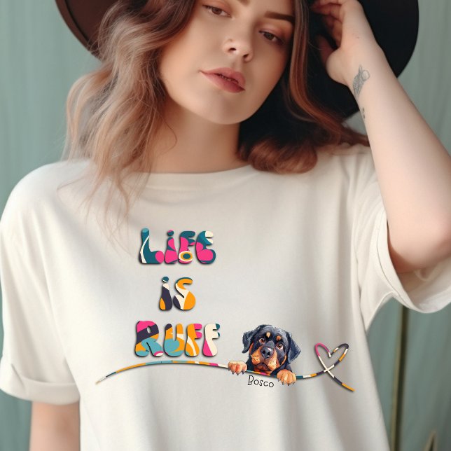 Camiseta Nome personalizado do retro rottweiler colorido do (Criador carregado)