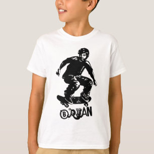 Camiseta Nome Personalizado do Skateboarder Branco legal